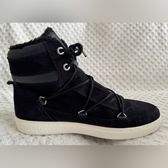 Tecnica Moon Boots Mercury High Paris Boot Black Suede Leather Faux Fur Size 10 - Picture 9 of 15